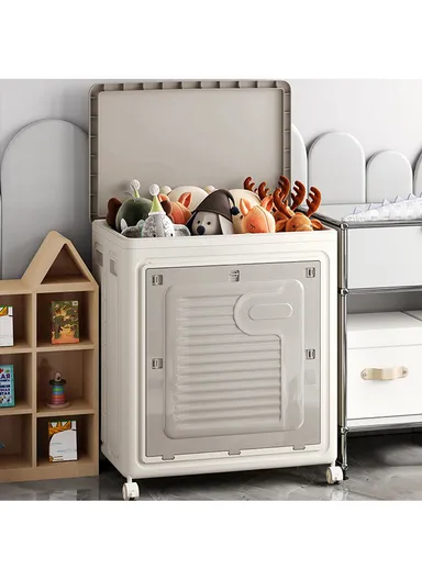 Foldable Laundry Hamper with Lid and Wheels, Large-Capacity Clothes Storage Basket - Medium