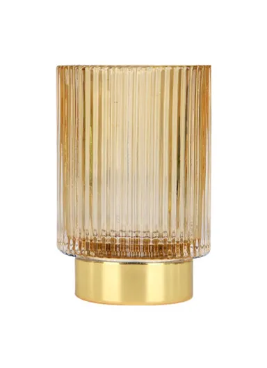 Thickened Glass Storage Bucket Pen Holder Storage Tank Cup Makeup Brush Bucket Desktop Organizer, Size L - Brown