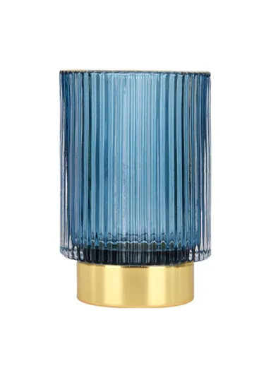 Thickened Glass Storage Bucket Pen Holder Storage Tank Cup Makeup Brush Bucket Desktop Organizer, Size L - Blue