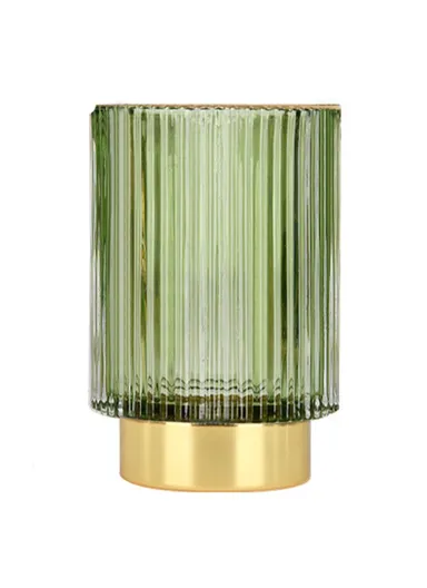 Thickened Glass Storage Bucket Pen Holder Storage Tank Cup Makeup Brush Bucket Desktop Organizer, Size L - Blackish Green