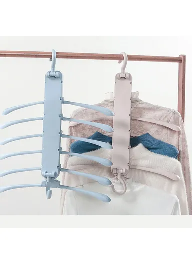 Multi-Function Magic Hanger Folding Multi-Layer Household Wardrobe Storage Rack - Pink