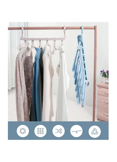 Multi-Function Magic Hanger Folding Multi-Layer Household Wardrobe Storage Rack - Pink