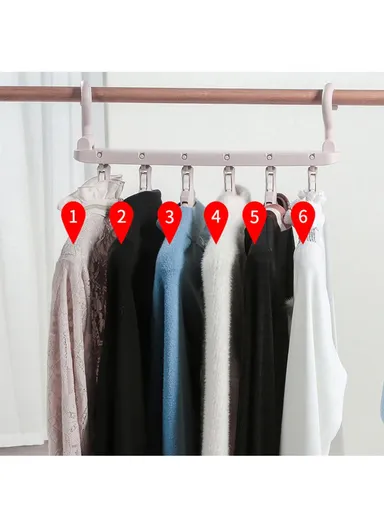 Multi-Function Magic Hanger Folding Multi-Layer Household Wardrobe Storage Rack - Pink