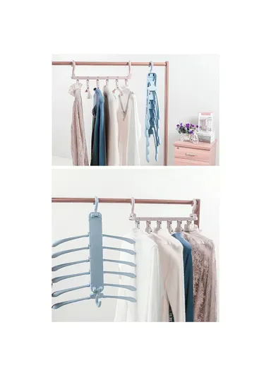 Multi-Function Magic Hanger Folding Multi-Layer Household Wardrobe Storage Rack - Pink
