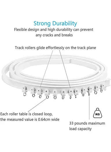 1m Curtain Track Bendable Silent Curtain Rail Flexible Curtain Track Set with Accessories