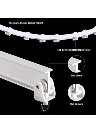 1m Curtain Track Bendable Silent Curtain Rail Flexible Curtain Track Set with Accessories