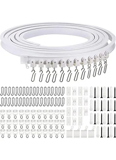 1m Curtain Track Bendable Silent Curtain Rail Flexible Curtain Track Set with Accessories