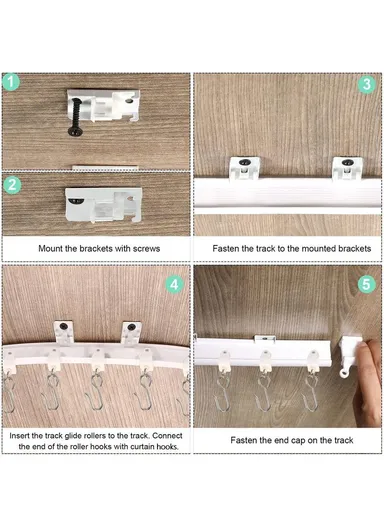 1m Curtain Track Bendable Silent Curtain Rail Flexible Curtain Track Set with Accessories