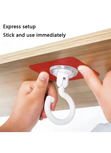 2PCS Rotation ABS+AS Adhesive Hanger Strong Bearing Capacity Hook for Kitchen Living Room Bathroom - White