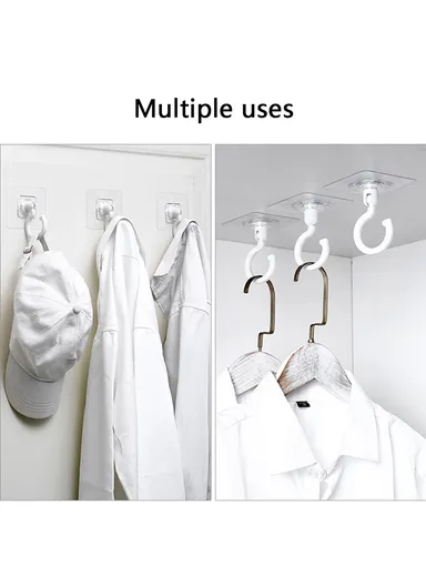 2PCS Rotation ABS+AS Adhesive Hanger Strong Bearing Capacity Hook for Kitchen Living Room Bathroom - Black