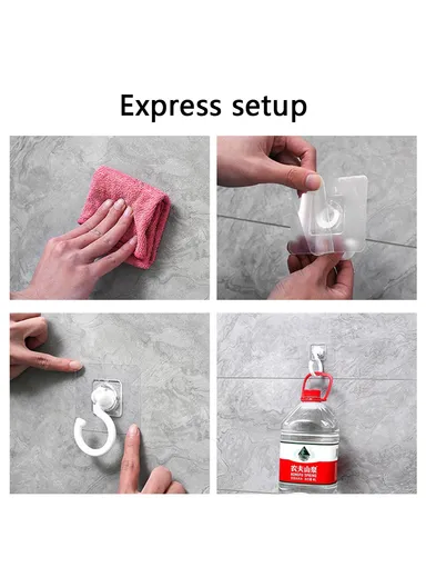 2PCS Rotation ABS+AS Adhesive Hanger Strong Bearing Capacity Hook for Kitchen Living Room Bathroom - Black