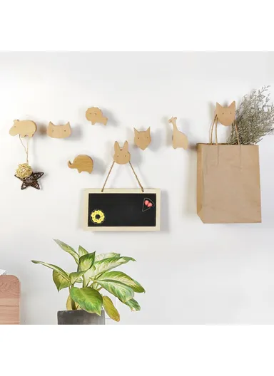 Beech Wood Hook Children's Room Hanger Easy Installation Hanging Tool Home Decor for Coat Sock Towel - Rabbit