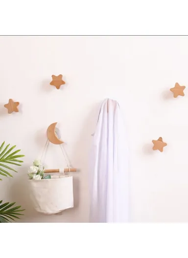 Beech Wood Hook Children's Room Hanger Easy Installation Hanging Tool Home Decor for Coat Sock Towel - Waterdrop