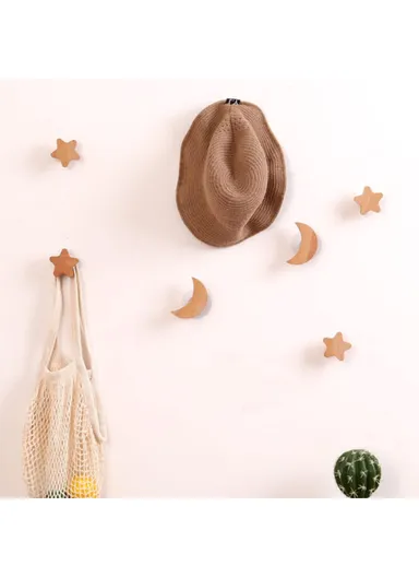 Beech Wood Hook Children's Room Hanger Easy Installation Hanging Tool Home Decor for Coat Sock Towel - Waterdrop