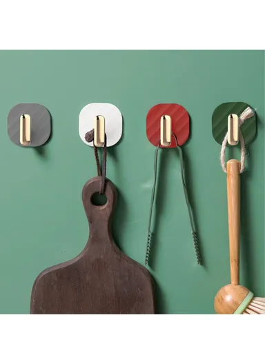4Pcs Kitchen Bedroom Punch Free Wall Hanger Waterproof Traceless Hook YM802 - Red