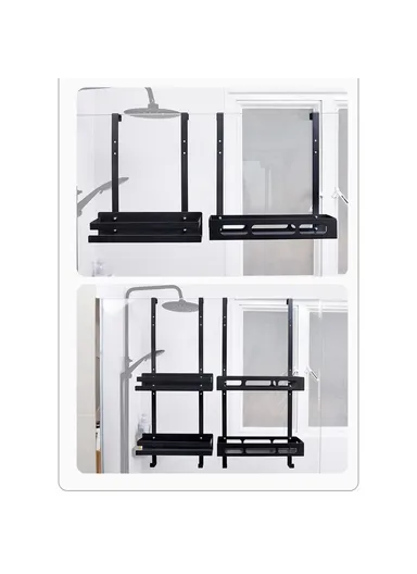 Drill Free Bathroom Door Hanging Basket Space Saving Organizer Shelf, Style A / Single Layer