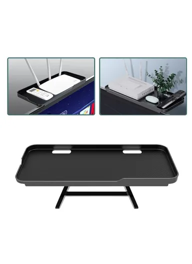 TV Setup Box Storage Bracket Mount Top Shelf Stand WiFi Router Remote Control Holder - Black