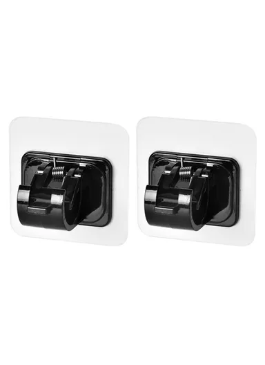 2PCS Curtain Towel Rod Holder No Drill Self-Adhesive Holder Hook Fixing Hook Hanging Bracket - Black