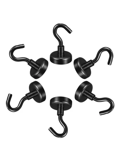 6PCS Strong Magnetic NdFeB Hooks Heavy Duty Magnet Hangers for Indoor Outdoor Hanging E25 -Style 1