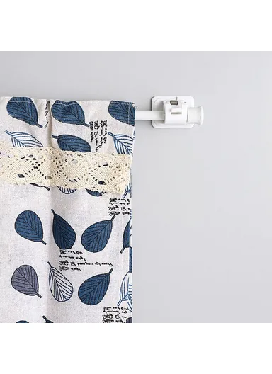 30-50CM Expandable Tension Rod Towel Curtain Rod Telescopic Wardrobe Bathroom Clothes Hanger Pole with 2 Rod Holder Hooks - Transparent