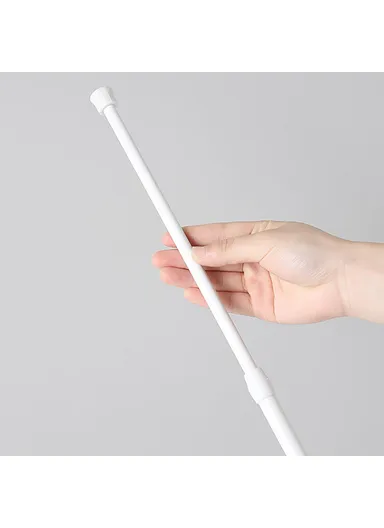 30-50CM Expandable Tension Rod Towel Curtain Rod Telescopic Wardrobe Bathroom Clothes Hanger Pole with 2 Rod Holder Hooks - Transparent