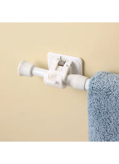 30-50CM Expandable Tension Rod Towel Curtain Rod Telescopic Wardrobe Bathroom Clothes Hanger Pole with 2 Rod Holder Hooks - Transparent