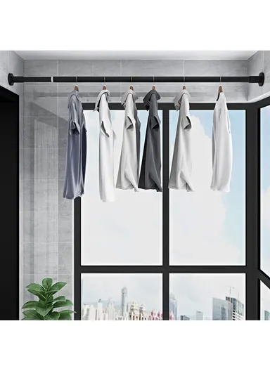 50cm-90cm Adjustable Anti-dust Multi-functional Shower Curtain Rod Windows Curtain Rods for Kitchen Bathroom Cupboard Wardrobe - White / Telescopic