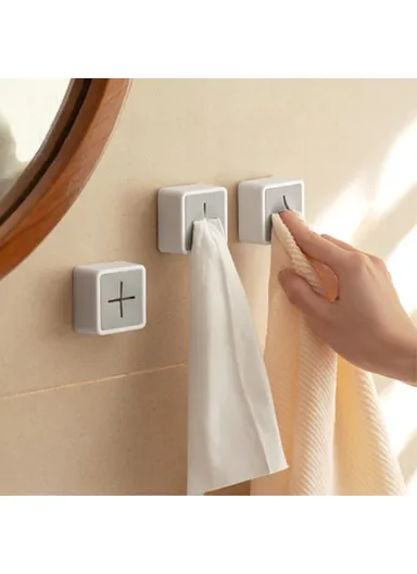 Self Adhesive Towel Plug Wall Mounted Bathroom Towel Storage Dish Cloth Organizer - White