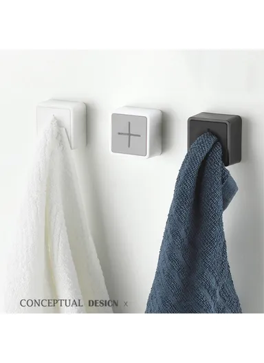 Self Adhesive Towel Plug Wall Mounted Bathroom Towel Storage Dish Cloth Organizer - White