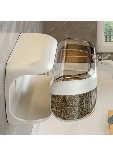 Wall Mounted Spice Rack Organizer No Drill Kitchen Seasoning Container 3 Compartments Multi-Function Storage Box - Grey