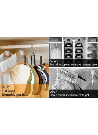 Foldable Hat Organizer Rack Space Saving Iron Art Hanging Hooks for Bags Belts Ties