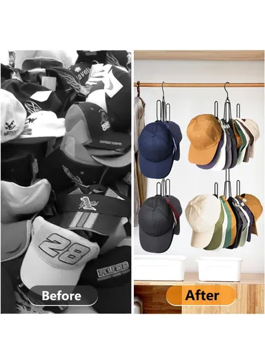 Foldable Hat Organizer Rack Space Saving Iron Art Hanging Hooks for Bags Belts Ties