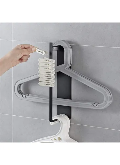 Wall-Mounted Metal Storage Shelf for Cloth Hanger Towel Adhesive Storage Rack - White