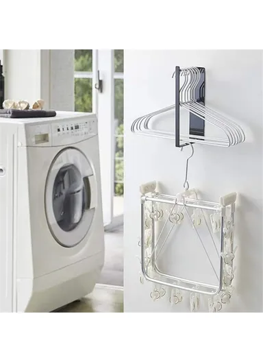 Wall-Mounted Metal Storage Shelf for Cloth Hanger Towel Adhesive Storage Rack - White