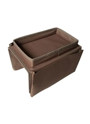 SF001 Oxford Cloth Sofa Armrest Storage Pockets Holder Couch Hanging Remote Control Organizer Tray - Coffee