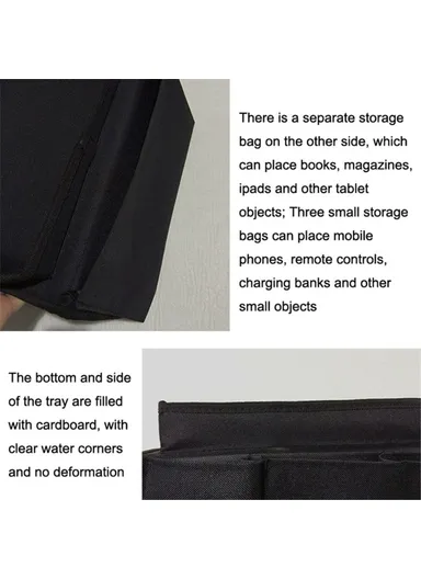 Oxford Cloth Sofa Armrest Storage Pockets Holder Couch Hanging Remote Control Organizer Tray SF001 - Beige