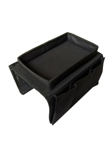 Oxford Cloth Sofa Armrest Storage Pockets Holder Couch Hanging Remote Control Organizer Tray SF001 - Black
