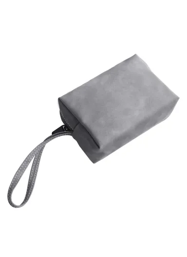 Power Bank Cable Flash Drive PU Leather Storage Bag Electronic Organizer - Grey