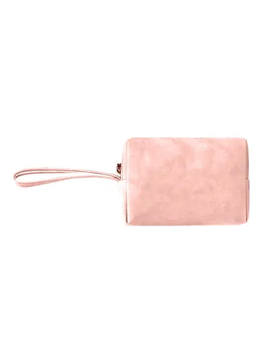 Power Bank Cable Flash Drive PU Leather Storage Bag Electronic Organizer - Pink