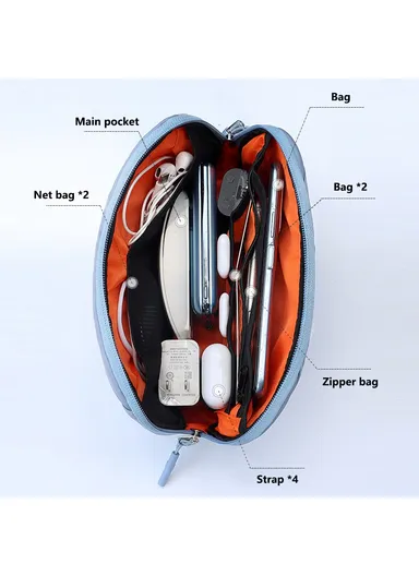 Electronics Organizer Travel Case Water Resistant Cable Organizer Bag, Size S SM15 - Light Green
