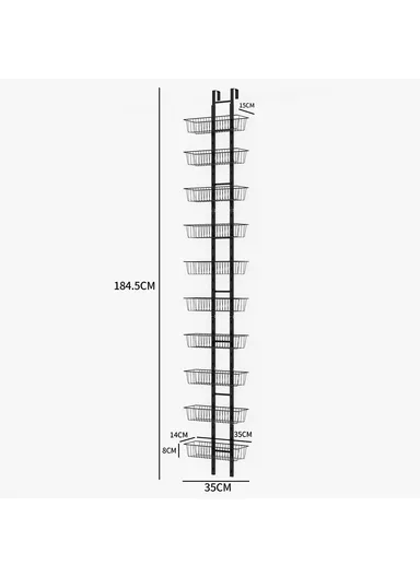 10-Tier Hanging Organizer Multi Layer Door Storage Rack No Drill Design for Kitchen, Bedroom, Bathroom