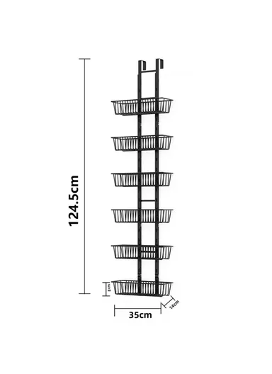 6-Tier Hanging Organizer Multi Layer Door Storage Rack No Drill Design for Kitchen, Bedroom, Bathroom