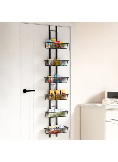 6-Tier Hanging Organizer Multi Layer Door Storage Rack No Drill Design for Kitchen, Bedroom, Bathroom