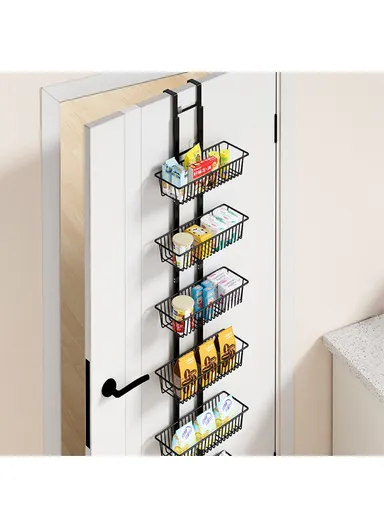6-Tier Hanging Organizer Multi Layer Door Storage Rack No Drill Design for Kitchen, Bedroom, Bathroom