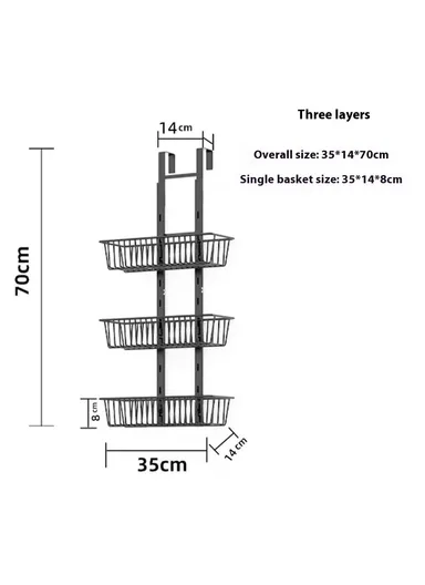 3 Tier Hanging Organizer Multi Layer Door Storage Rack No Drill Design for Kitchen Bedroom Bathroom
