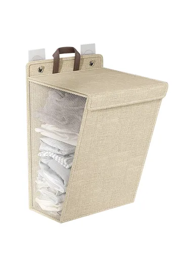 Foldable Laundry Bag Large Capacity Hanging Dirty Clothes Basket Multi-Function Storage Organizer (H58 x L15 x W41)cm - Beige