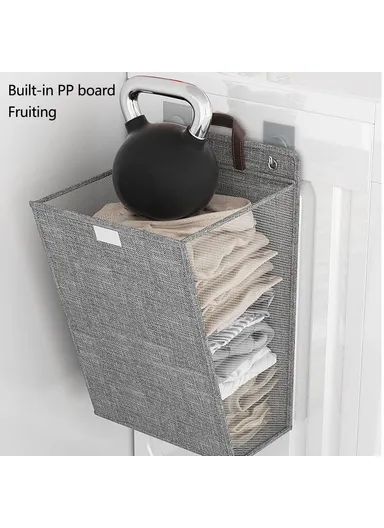 Foldable Laundry Bag Large Capacity Hanging Dirty Clothes Basket Multi-Function Storage Organizer (H58 x L15 x W41)cm - Beige
