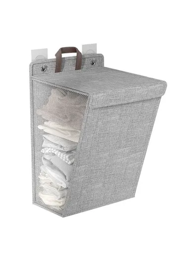 Foldable Laundry Bag Large Capacity Hanging Dirty Clothes Basket Multi-Function Storage Organizer (H58 x L15 x W41)cm - Grey
