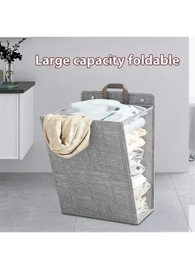 Foldable Laundry Bag Large Capacity Hanging Dirty Clothes Basket Multi-Function Storage Organizer (H58 x L15 x W41)cm - Grey