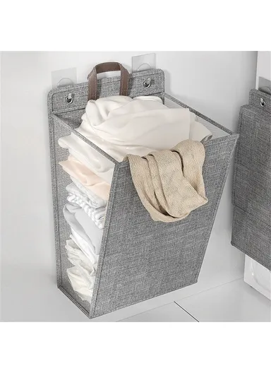 Foldable Laundry Bag Large Capacity Hanging Dirty Clothes Basket Multi-Function Storage Organizer (H58 x L15 x W41)cm - Grey